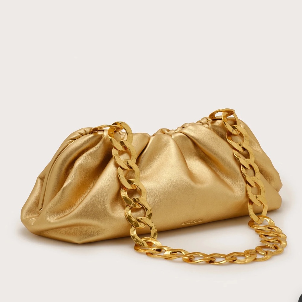 Cult Gaia Dulce Women's Gold Leather Shoulder Bag $598 NWT